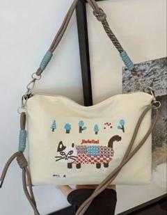 刺繍 猫ショルダーバッグ 2ウェイ ショルダー２本付き