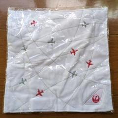 JAL　日本航空　 飛行機刺繍 ハンカチ　ハンドタオル