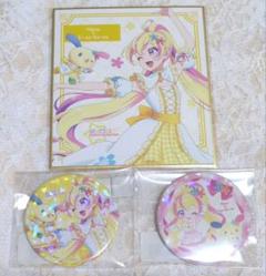 アイカツ サンリオ コラボ ミニ色紙 缶バッジ ハナ