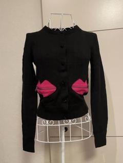 美品 Alice + Olivia アリスアンドオリビア フラワー クロップド丈 ニットカーディガン XS ブラック レディース 古着 中古 Alice+Olivia - 美品 Alice + Olivia アリスアンドオリビア
