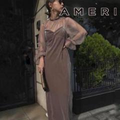 〔美品〕ameri vintage ベロアドレス　ボレロセット Ameri VINTAGE ボタニカル柄レースボレロレイヤードブラック