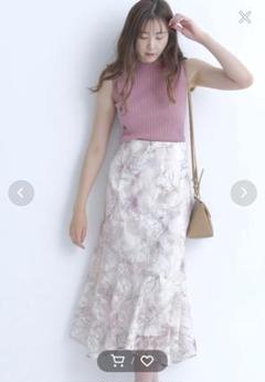 新品タグ付き♡マイストラーダぼかしフラワーレースプリントスカートM ピンク♡①