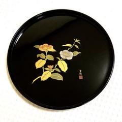 Amazon.co.jp: 会津塗 漆塗 お盆 御盆 丸盆 天然木 山茶花 直径