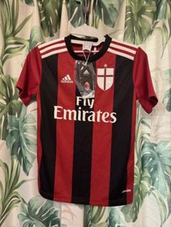 【新品】ACミラン adidas 赤黒ストライプシャツ　キッズ140 新品