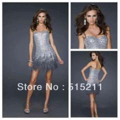 BARNEYS NEW YORK ☆ フェザー シルバー カクテル ドレス BARNEYS NEW YORK ☆ フェザー シルバー カクテル ドレス - メルカリ