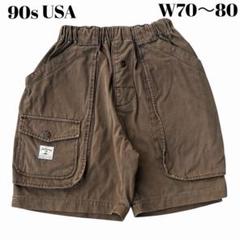 90sヴィンテージUSA古着 ハーフパンツ 茶 ブラウン S カーゴパンツ