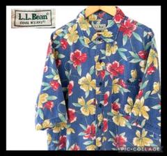 ★USA古着★ 80s 90s L.L.Bean アロハシャツ ハイビスカスのサムネイル