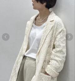 MODE NORM CORE ジョーゼットルーズジャケット MODE NORM CORE クロシェレースルーズ2ボタンジャケット