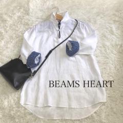 BEAMS HEART 麻 リネン100% ビッグプルオーバーシャツ 白