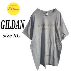 GILDAN ショートスリーブ プリントTシャツ 半袖 霜降り 灰金 メンズXL