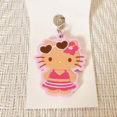 ［新品］セリア　日焼けキティ　ラバーストラップ　ピンク