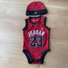 Jordan 赤いロンパースと帽子セット 0-6ヶ月