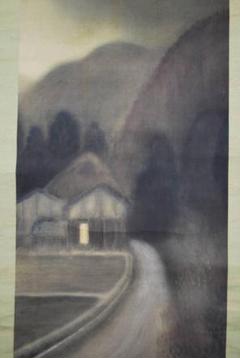 【真作】春山/山村の朝/掛軸☆宝船☆M-671　J 真作】春山/山村の朝/掛軸☆宝船☆M-671 J - メルカリ
