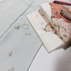 山口美術織物付下げフルセットうさぎ相良刺繍菊地重陽文