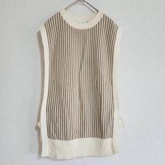 【THE SHOP TK】（M）ストライプサイドリボンニットベスト/重ね着コーデ