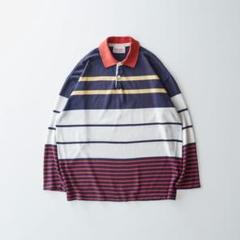 配色◎ STEFANEL Italy製 Crazy Border LS Polo