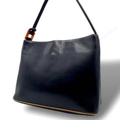 極美品 キタムラ シボ革 トートバッグ ブラック Kロゴ バンドバッグ Kitamura - キタムラ ハンドバッグ レザー トートバッグ Kロゴ