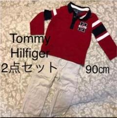 トミー ヒルフィガー⭐85-90㎝ 赤ラガーシャツ2点セット