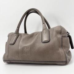 ヒロフ ハンドバッグ グレージュ ミニボストン デュオ Hロゴ グレージュ
