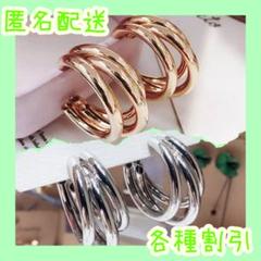 ピアス♪レディース　人気　フープピアス　s925 18k プラチナ　キラキラ3連