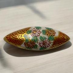 M354❀九谷焼 帯留め 色絵金彩 着物 和服 和装 小物 装飾