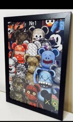 【黒額付きポスター】KAWS(カウズ)20 ベアブリック(A4サイズ)