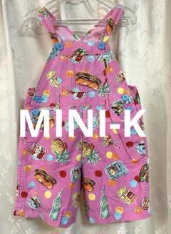 【平成レトロ】MINI-K 夏用ショートオール ピンク　ハンバーガー柄ナルミヤ