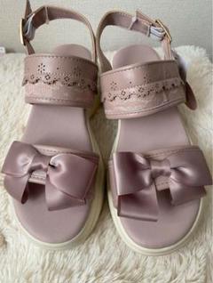 青木美沙子×しまむら○リボン付スカラップスニーカーサンダル L