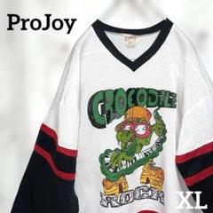 アイスホッケーユニフォーム　メッシュ　XL　ホワイト白　デカキャラプリント　古着