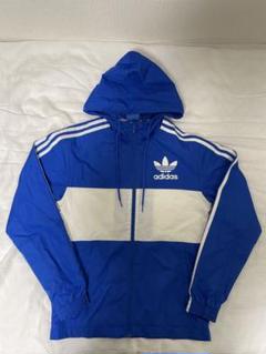 adidas ワンポイント ナイロンジャケット ブルゾン 青白 Ｍ ea72e664cb6aaae57fbd841dec5d4a