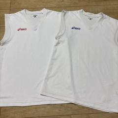 asics ノースリーブ Vネック M ホワイト スポーツ