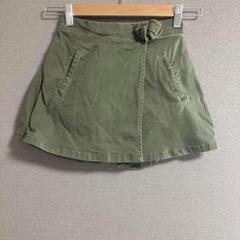 【ikka】子供　スカート風ショートパンツ　ミニスカ　カジュアル　カーキ