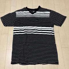 ピージェーマーク ボーダー Tシャツ 白 黒 ブラック　Vネック Lのサムネイル