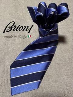 【美品】Brioni／ブリオーニ／レジメンタル／サテン／ロイヤルブルー／ネイビー 美品】Brioni／ブリオーニ／レジメンタル／サテン／ロイヤル