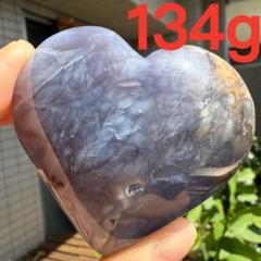 高品質　ペトリファイドウッド　134g ハート　底面磨き　珪化木　ブルー④