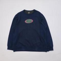 古着 目 グラフィック スウェット ネイビー サイズL*ST217