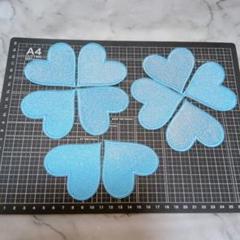 ハートパッチ ライトスカイブルー アイロンで付ける パッチ 刺繍10枚