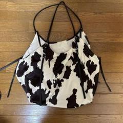 新品タグ付］ZARA▽カウ柄 牛柄 クロップドタートルネック