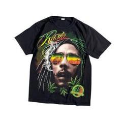7SM3 【endur】ラスタ　カンナビス　プリントTシャツ 黒　古着used