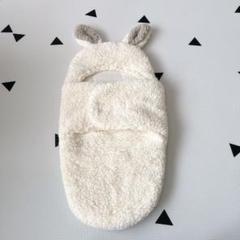 赤ちゃん　冬用おくるみ　ボア　うさぎ耳