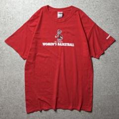 GILDAN 半袖Tシャツ　カレッジ　バスケチームロゴ　キャラクター　赤　L