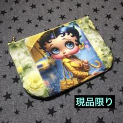 女の子パネル生地★両面ふっくらぺたんこフラットポーチ★輸入立体感薔薇柄生地