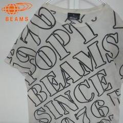 BEAMSビームスTシャツ白系メンズM人気ブランド良デザイン古着 ビッグロゴ良品