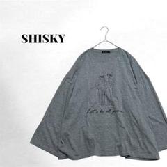【シスキー】 Tシャツ トップス ゆったり ゆるだぼ 綿 レーヨン フロントロゴ