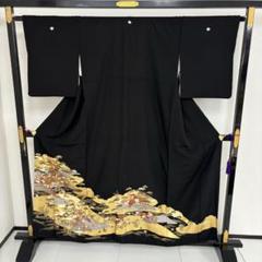 黒留袖 豪華金彩 花柄 松 素敵なデザイン 着物 正絹 T-3450