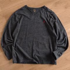 POLO RALPH LAUREN ロングスリーブTEE/V/霜降黒/古着/L