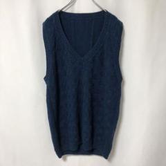 N-2938 アメリカ古着 ハンドメイド ニット ベスト ウール XL