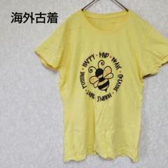 一点物✨イエロー 半袖Tシャツ 蜂デザイン トップス