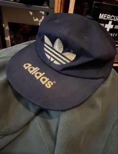 【最終値下】80s adidasアディダストレフォイルロゴ キャップ デサント製 最終値下】80s adidasアディダストレフォイルロゴ キャップ