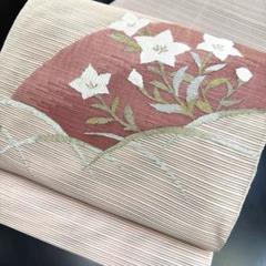7-32 夏帯 夏物 絽綴れ 名古屋帯 八寸 美品 正絹 着物 松葉